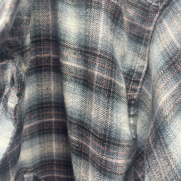 Maurices Women's Plaid Button Down Shirt - Black and White - Picture 2 of 2